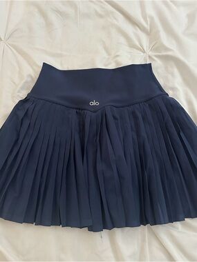 ALO Yoga Navy Pleated Mini Skirt